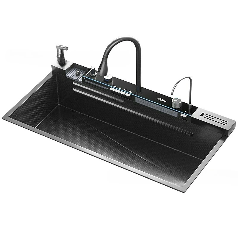 

Stainless steel hand thickened large single slot household kitchen table up and down vegetable basin