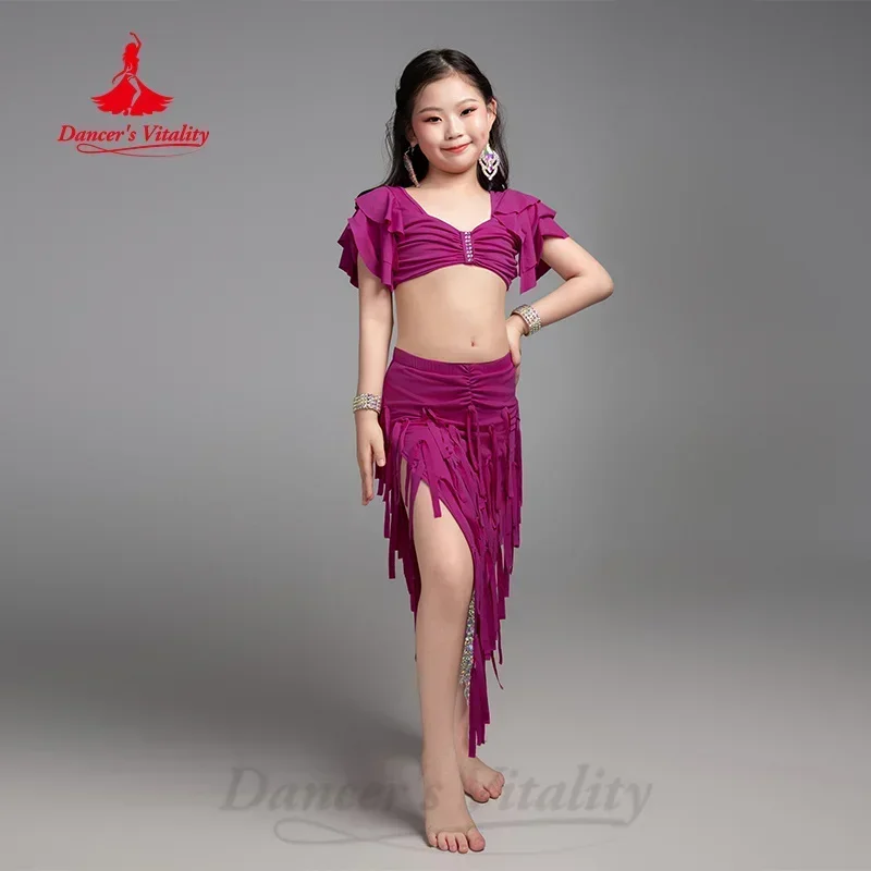 Belly Dancing Outfit for Girls Temperament Elegant Tassel Practice Suit Children\'s Oriental Dance Professional Training Clothing