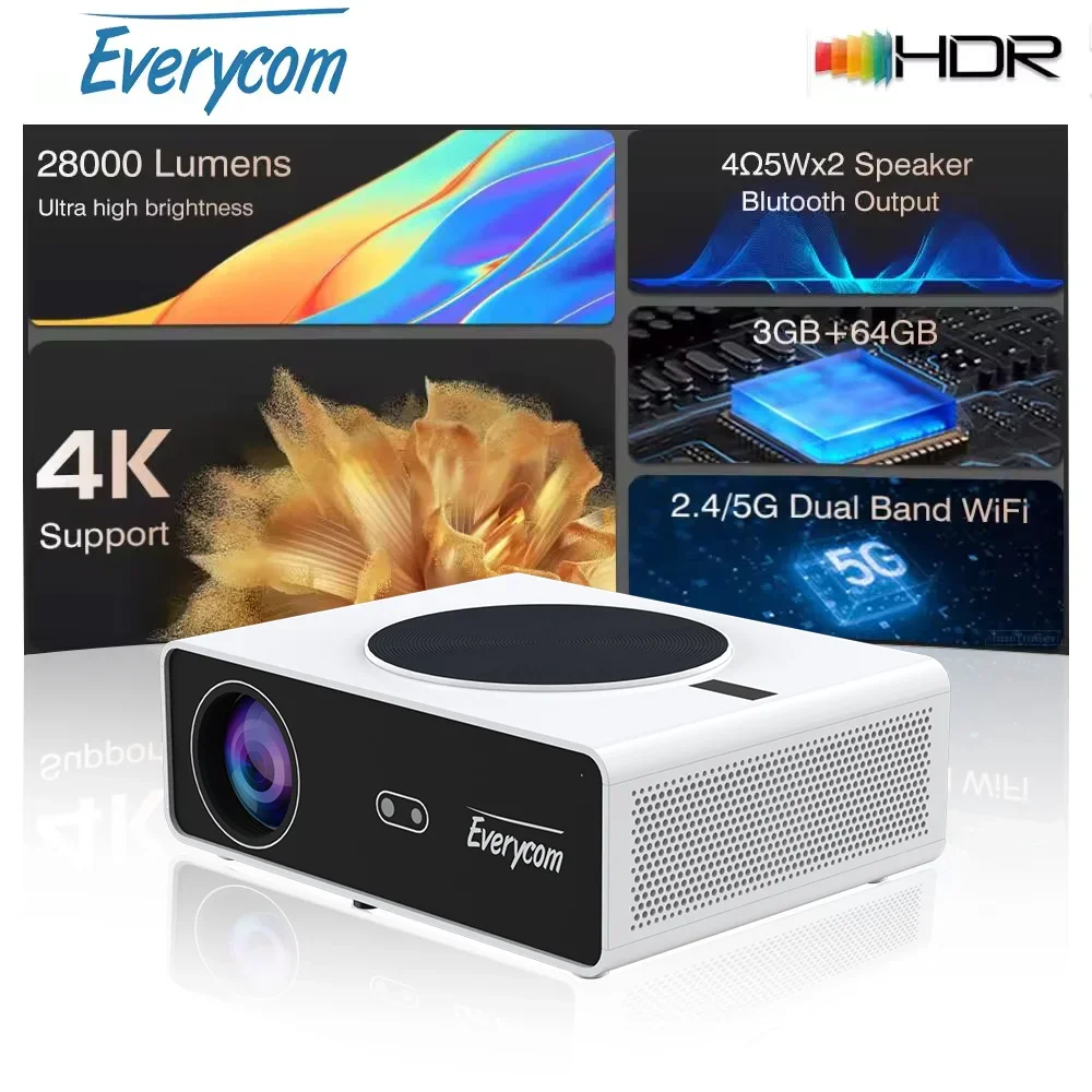 4k 28000lumens Projector Everycom Q10W Max Smart WIFI LCD Android HD led Projector 4k Projector Home Theater Video Projecteur