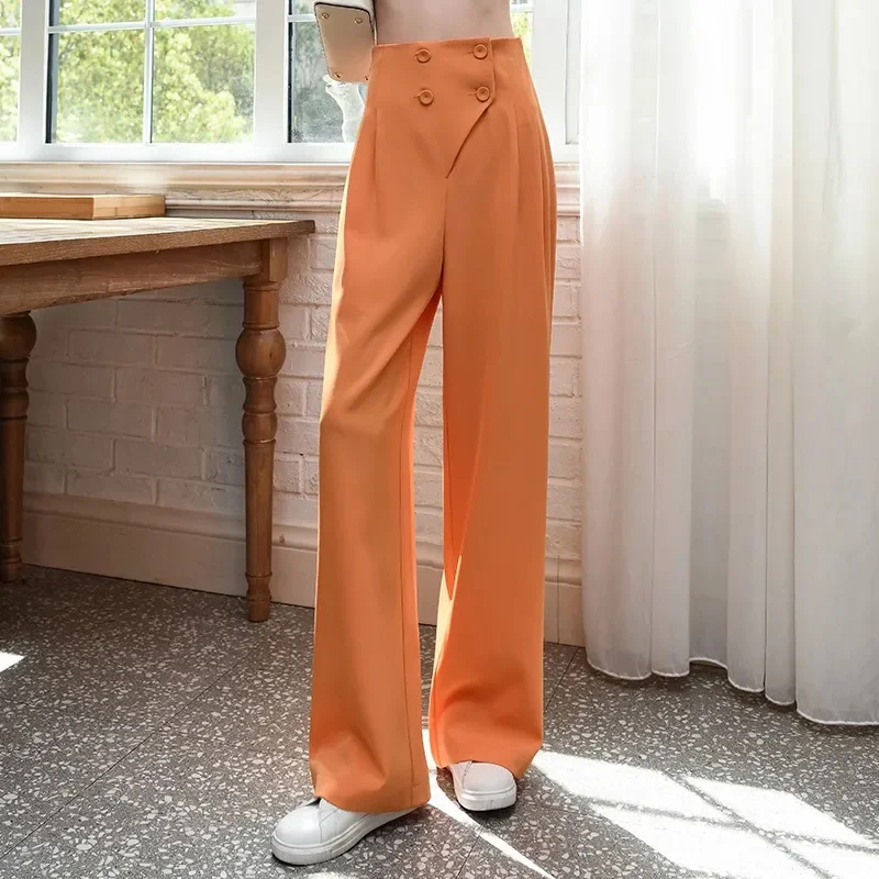 

Wide Leg Pants Women Baggy Office Lady Vintage Streetwear Summer High Waisted Mujer Casual Solid All-match Tender Trousers Daily