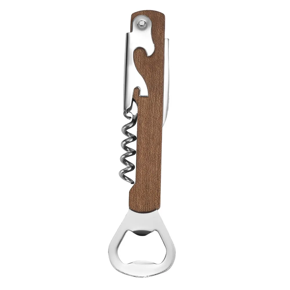 

2PCS Durable Wooden Handle Wine Bottle Opener 4 in 1 Personalize Can Opener Stainless Steel Beer Bottle Opener Waiters