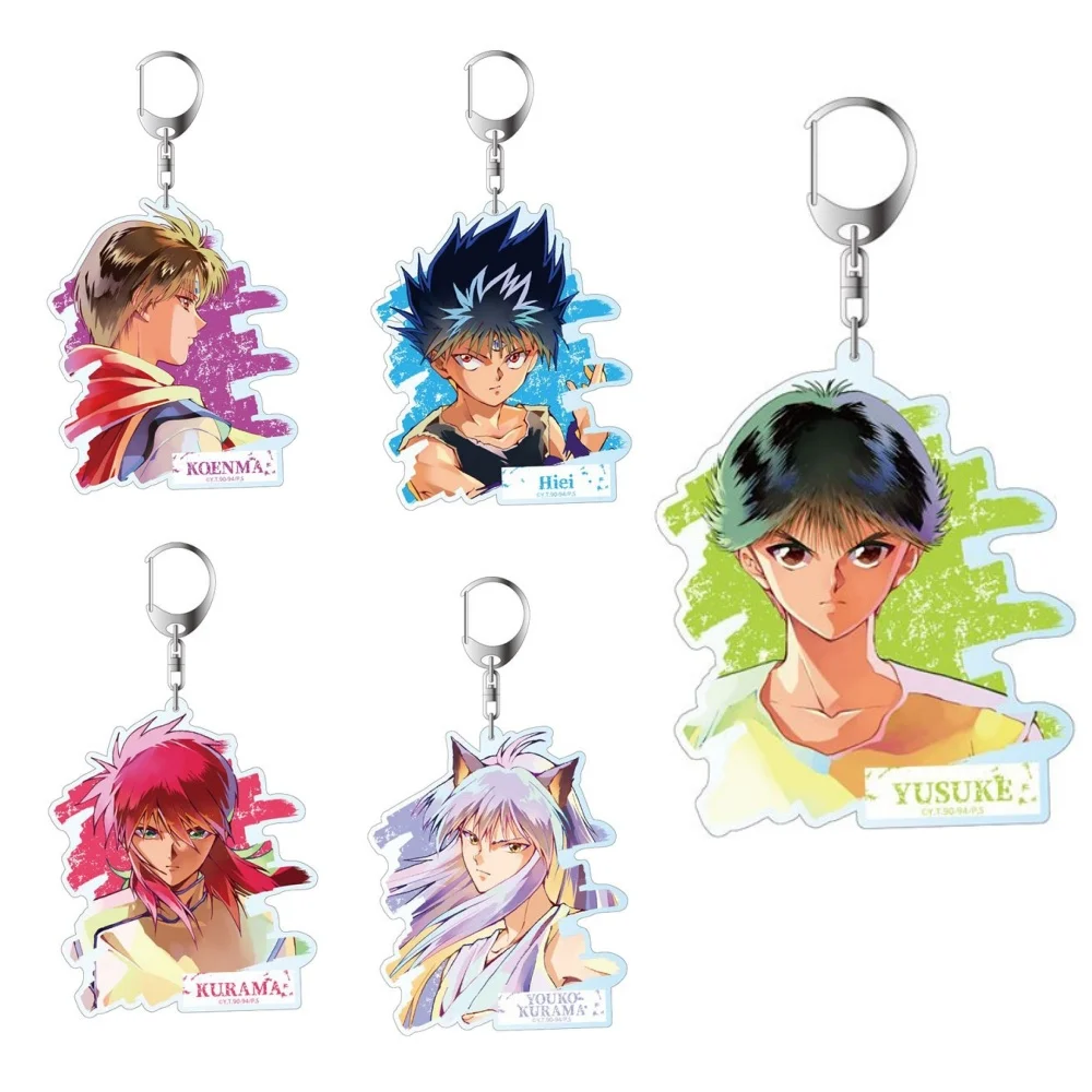 6cm anime fans geschenke yu yu hakusho acryl schlüssel bund montage hd characte hiei kurama yusuke urameshi verzierungen freund geschenke