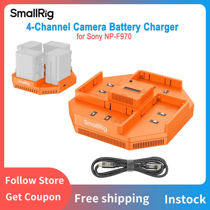 4-слотовое зарядное устройство SmallRig для аккумулятора Sony NP-F970, с быстрой зарядкой PD 100 Вт, компактное зарядное устройство с стандартом OLED -4837