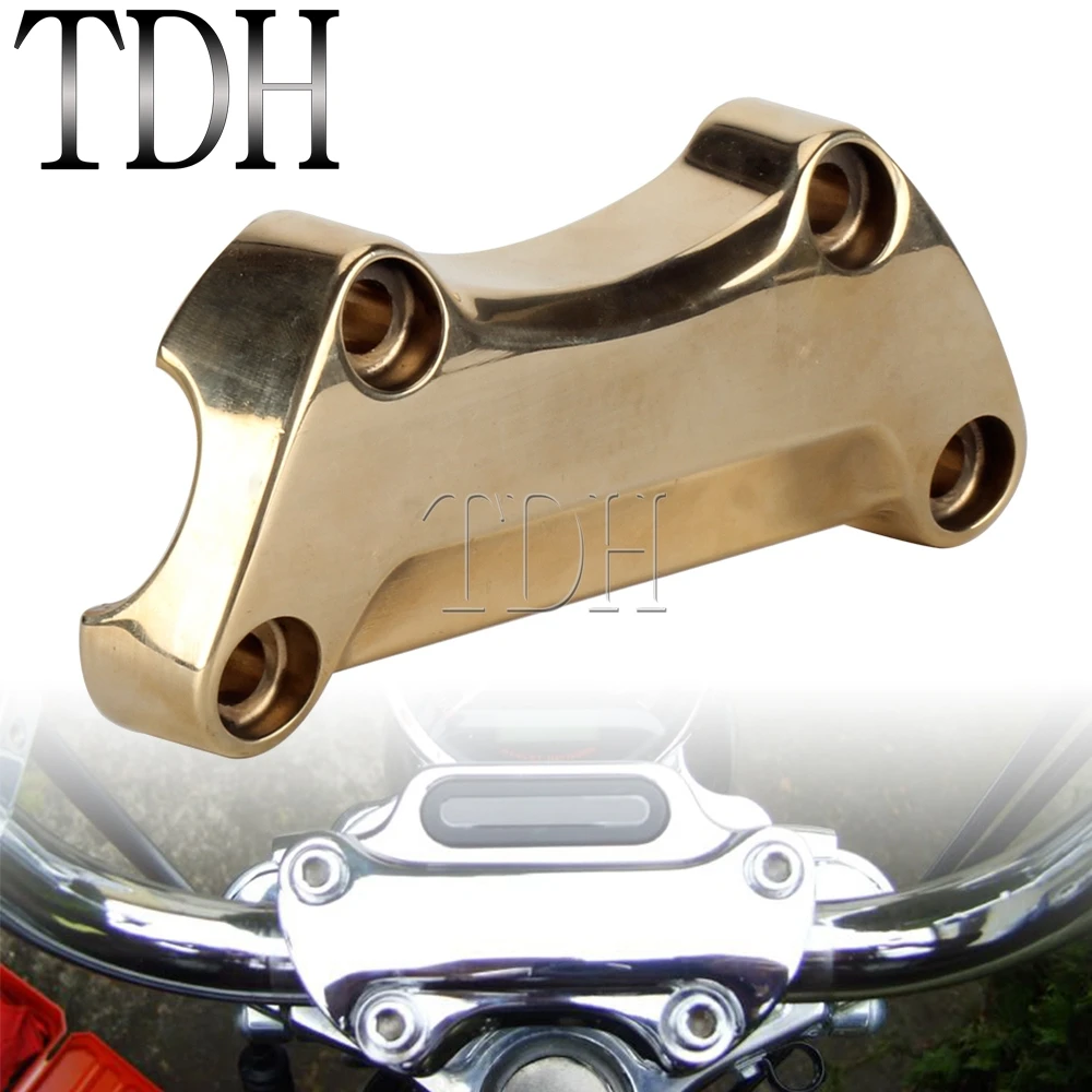 

Brass Motorcycle Handlebar Risers Top Cover Clamp for Harley Touring Street Glide Softail Breakout Dyna Fat Boy Sportster XL 883