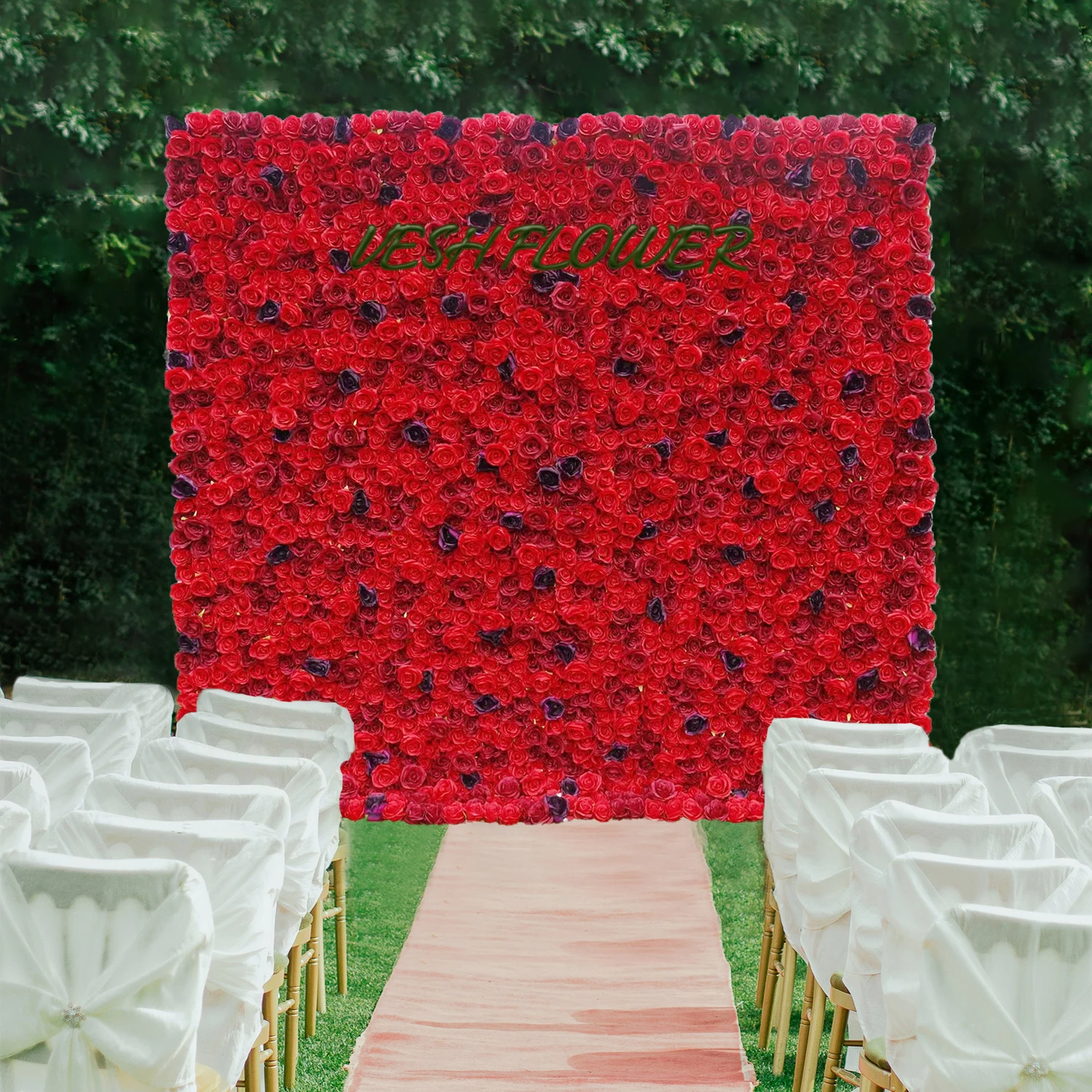 

3D Crimson black rose Flower Wall Artificial Rose Fabric Floral Wall Outdoor Party Wedding Backdrop Decor Window Display