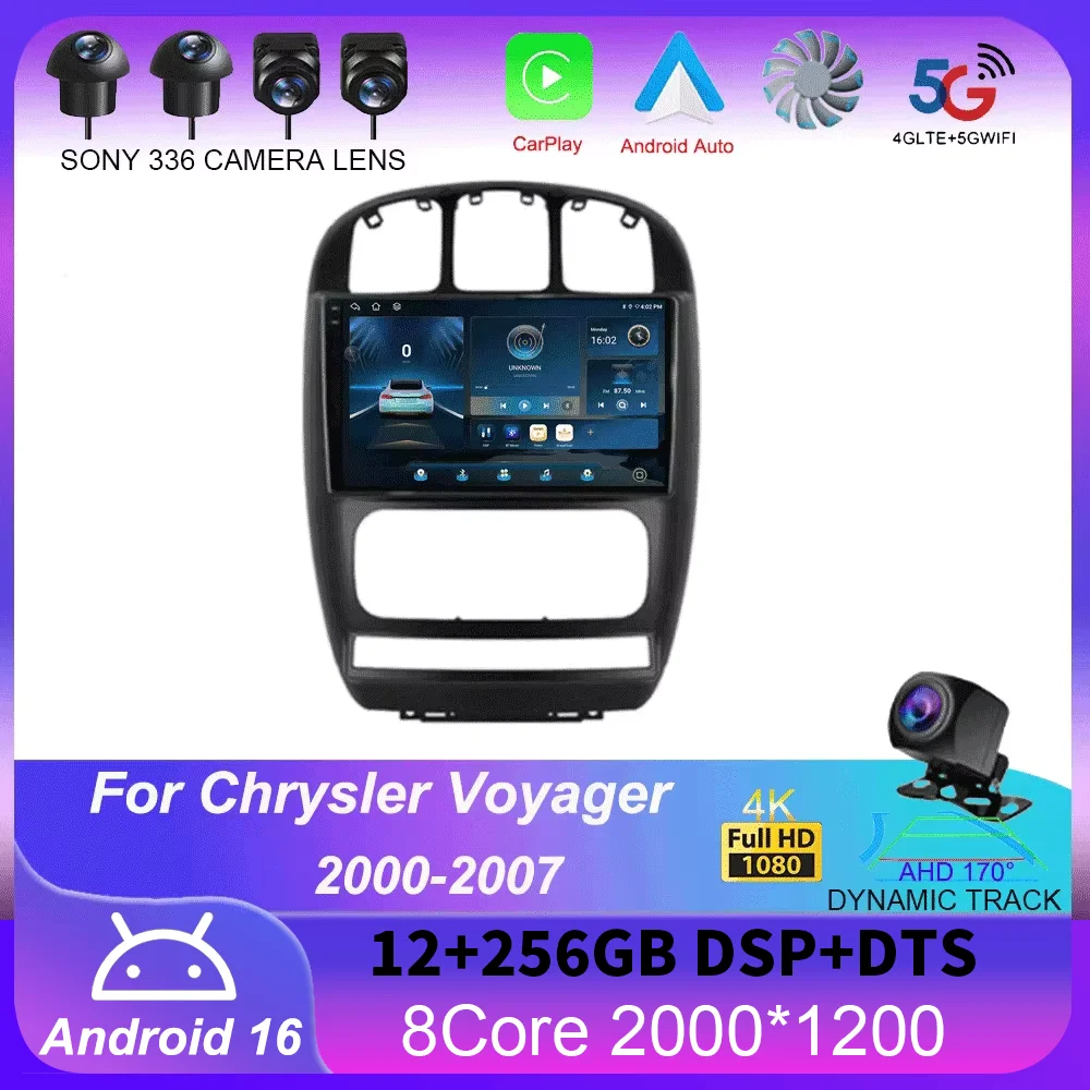 Android 16 For Chrysler Voyager RG RS Town & Country RS 2000 - 2007 Auto Carplay Stereo Player Multimedia Radio GPS Navigation