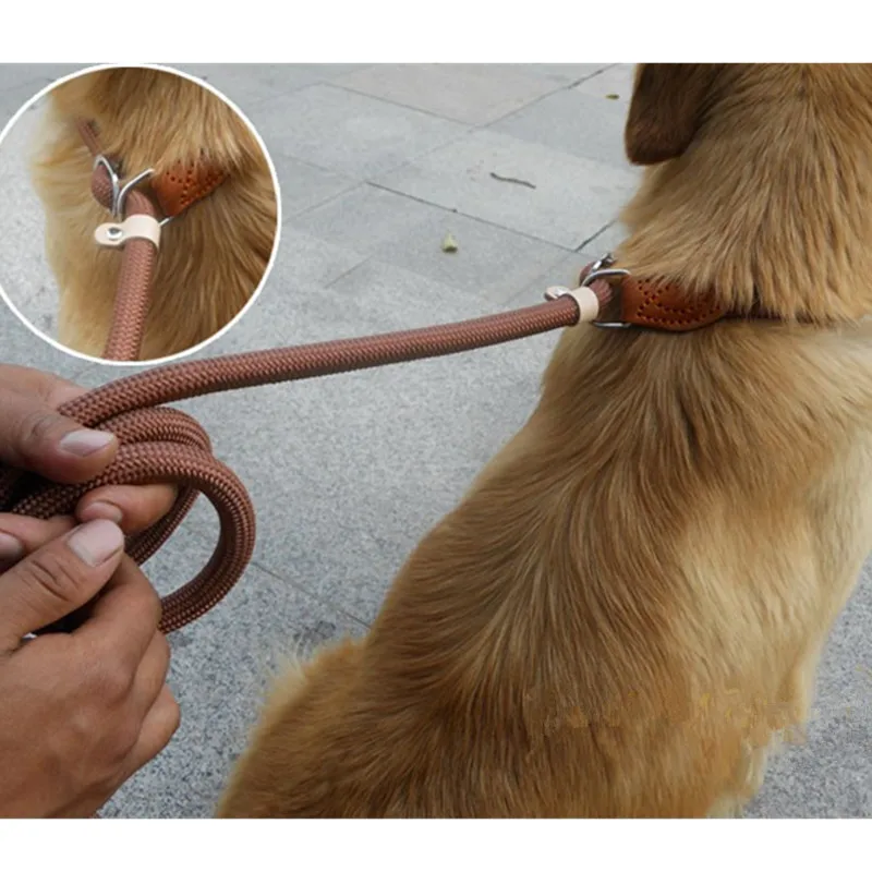 Dog Leash Slip Rope Lead Leash Heavy Duty Braided Rope Adjustable Training Leashes Nylon Pet Lead 8/14mm,For Large/small Dogs