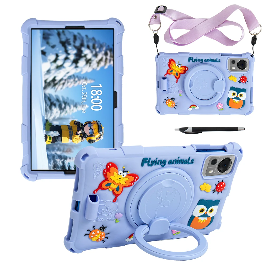 Kids Cute Cartoon Case For Doogee T20 Mini 2023 8.4 inch 360 Rotating Stand Cover With Handle Grip Shoulder Strap Soft Silicone