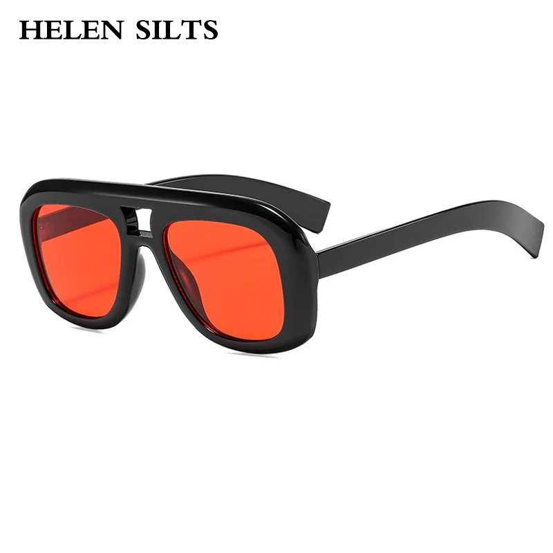 Luxury Retro Double Bridges Square Sunglasses Women Fashion Gradient Brown UV400 Men Trending Sun Glasses