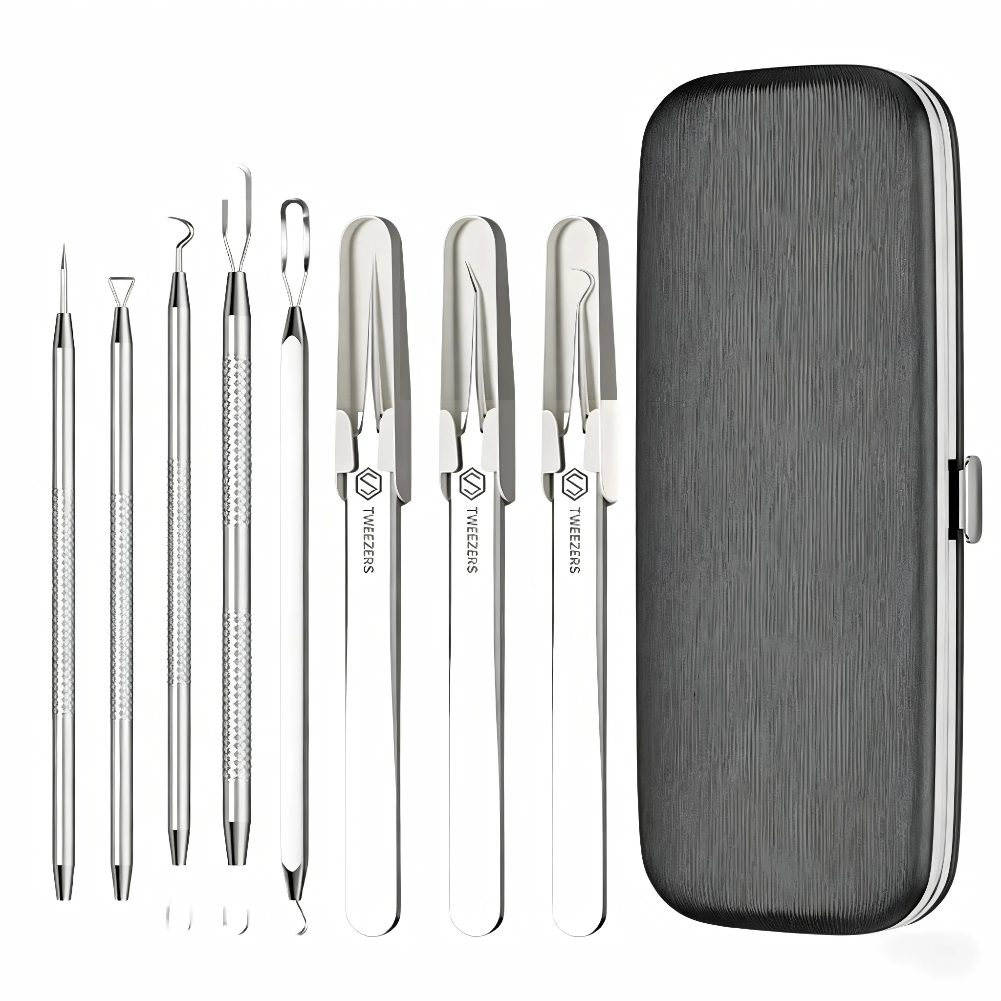 Stainless Steel Blackhead Remover Tool Kit 4/8Pcs Acne Needle Pimple Popper Tweezers Comedone Extractor Skin Care Tools