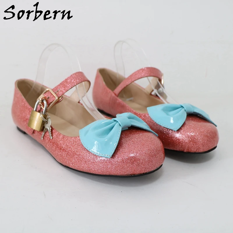 Sorbern Watermelon Glitter Flat Lolita Shoes Women Cute Round Toe Lockable Straps Mary Jane Shoe Custom Colors