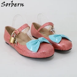 Sorbern Watermelon Glitter Flat Lolita Shoes Women Cute Round Toe Lockable Straps Mary Jane Shoe Custom Colors