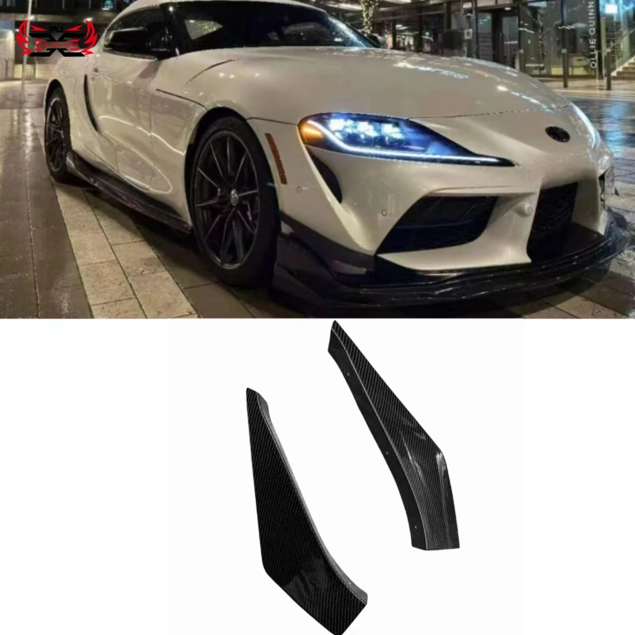 For Toyoto Supra A90 A91 Mkv5 Carbon Fiber Trim Winglet Side Canards Fin Splitters Front Bumper Canards Vrs Style