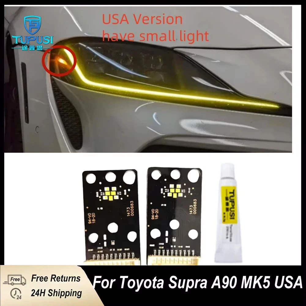 

2 шт., желтая светодиодная плата DRL Angel для Toyota Supra A90 A91 2020-2021, светодиодная фара, модуль дневных ходовых огней