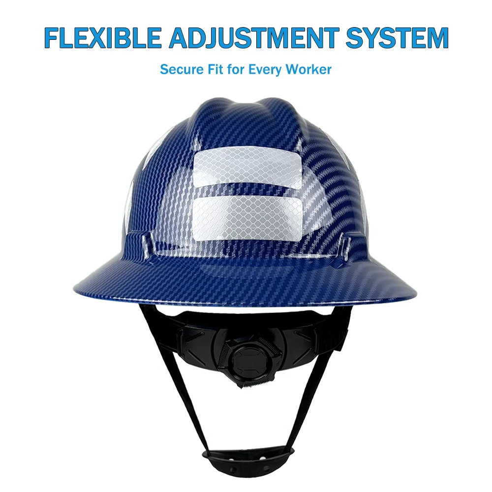 قبعة صلبة بحافة كاملة من CE مع ملصقات عاكسة وخفيفة الوزن وعالية القوة لخوذة أمان مهندس HDPE