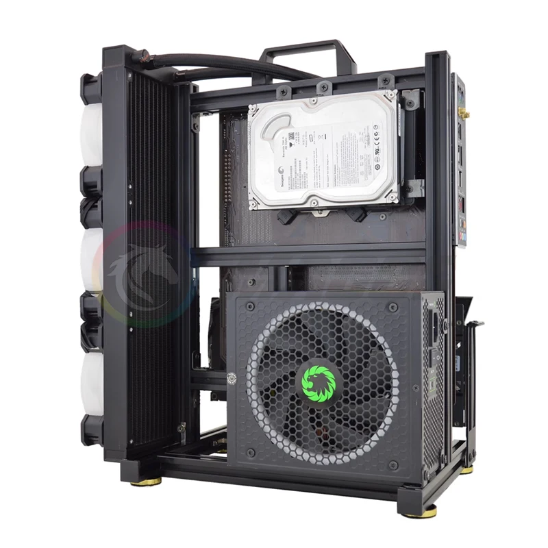 هيكل الكمبيوتر المفتوح DIY إطار ألومنيوم إبداعي مبرد مياه الهواء 360 MOD ATX/ ITX/ MATX إطار سطح المكتب #6