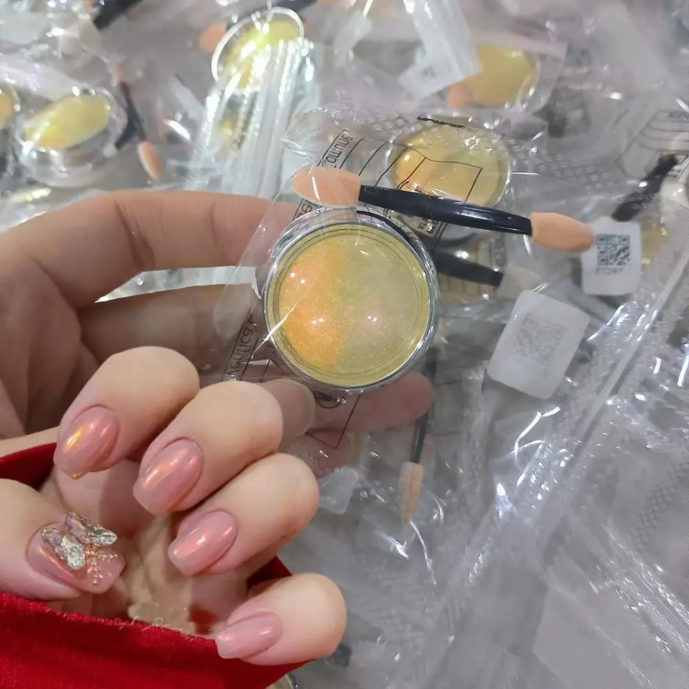 0,2 g/Box Aurora Sunset Orange Nagelpulver Spiegeleffekt Mondlicht Chrom Pigmentstaub für Gelpoliermittel Nail Art Dekorationspulver