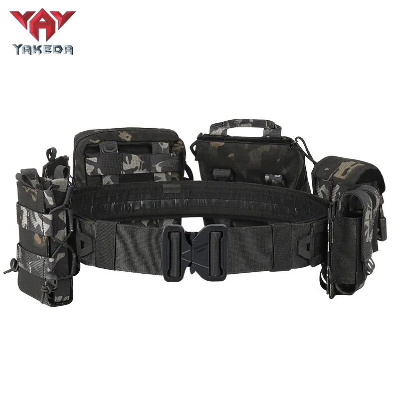 YAKEDA Outdoor Patrol Tactical Belt Multi-functional 8-piece Quick Release Adjustable Hunting and Athletic Tactical Belt