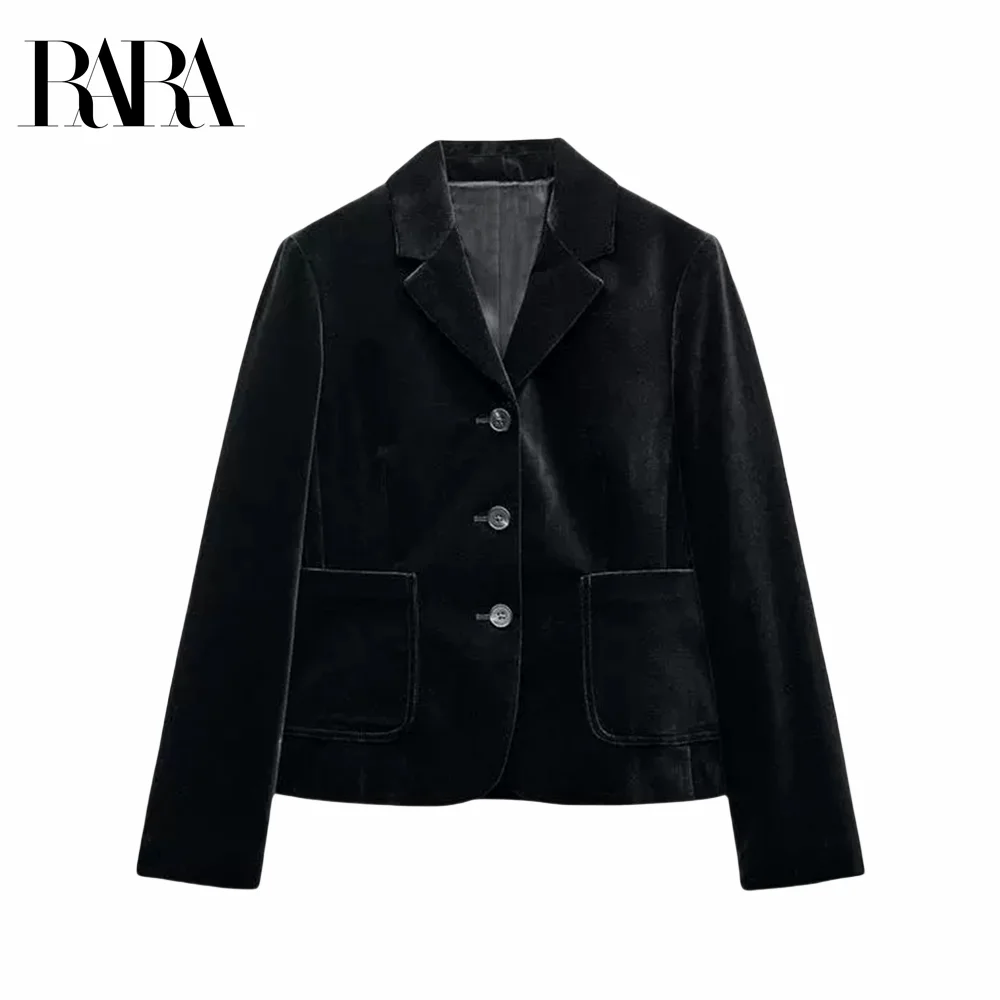 

2024 RARA new winter women's clothing point-breasted double-pocket velvet suit jacket with temperament and versatility