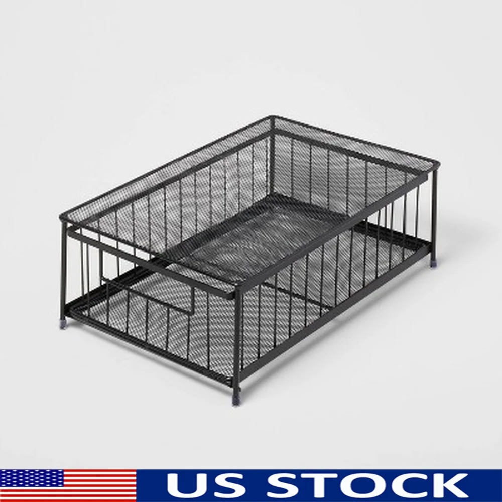 

Small Stackable Steel Slide Out Drawer Rust-Resistant No Assembly Required Versatile Storage Toiletries Bathroom Accessories