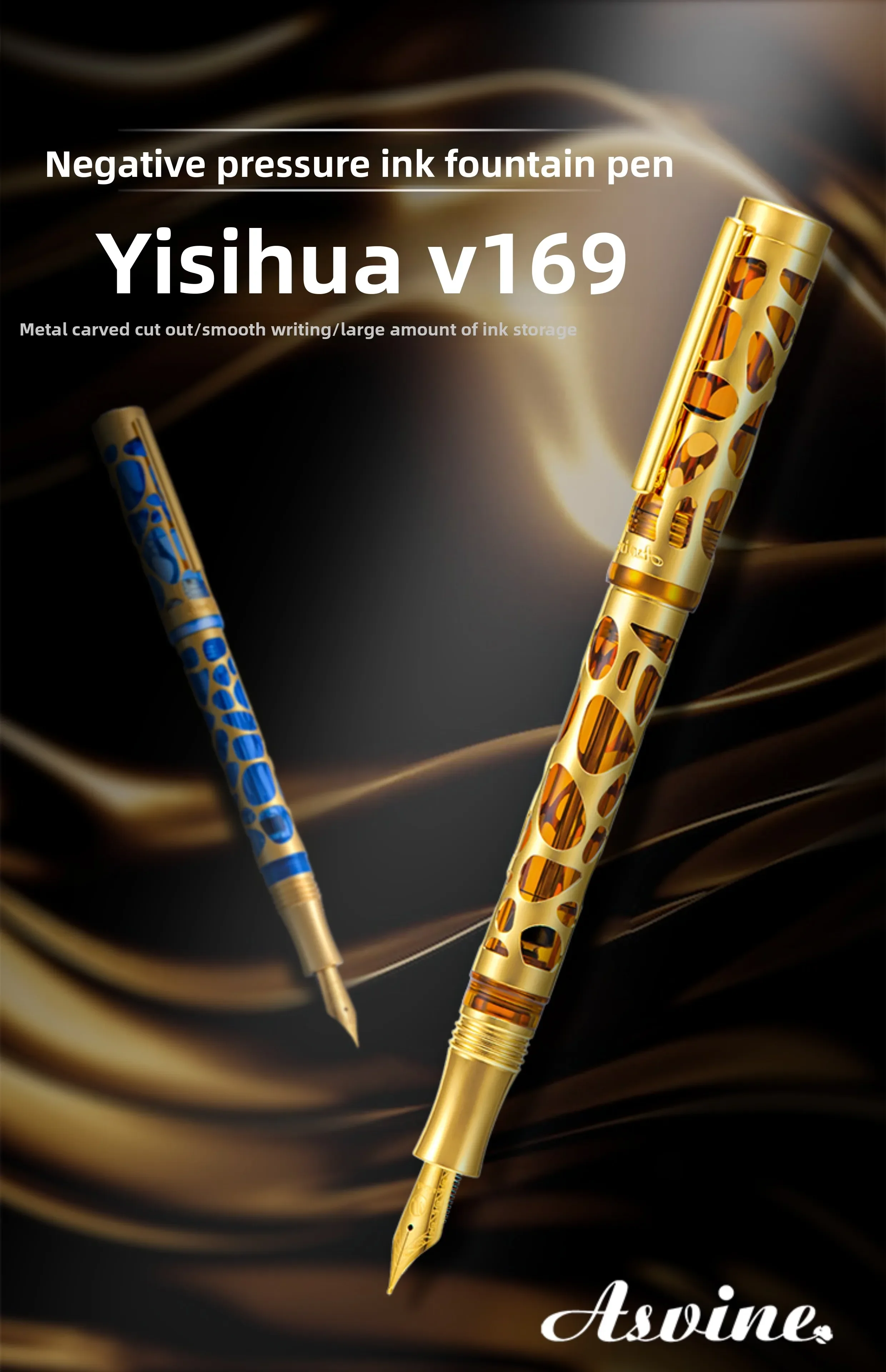 1 قطعة Asvine M169 الاكريليك بالقطارة قلم حبر هيكل عظمي معدني شفاف القلم ، الكبار الأعمال الراقية الهدايا هدايا العيد