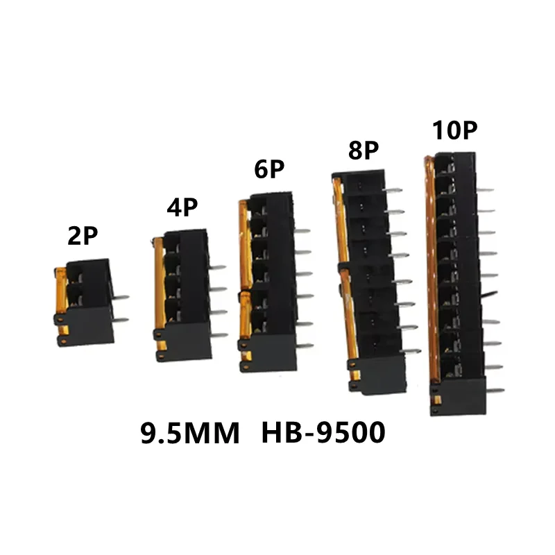 5Pcs HB9500 2P 3P 4P 5P 6P 7P 8P 9P 10Pin PCB Screw Terminal Block Connector HB-9500 300V 30A Lid Barrier Terminal 9.5MM Pitch