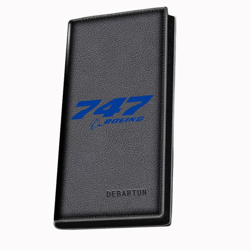 Boeing 747 blue design Men's Long Wallets Business Stylish Printing Design Casual Use Christmas Valentine's Father's Day Gift