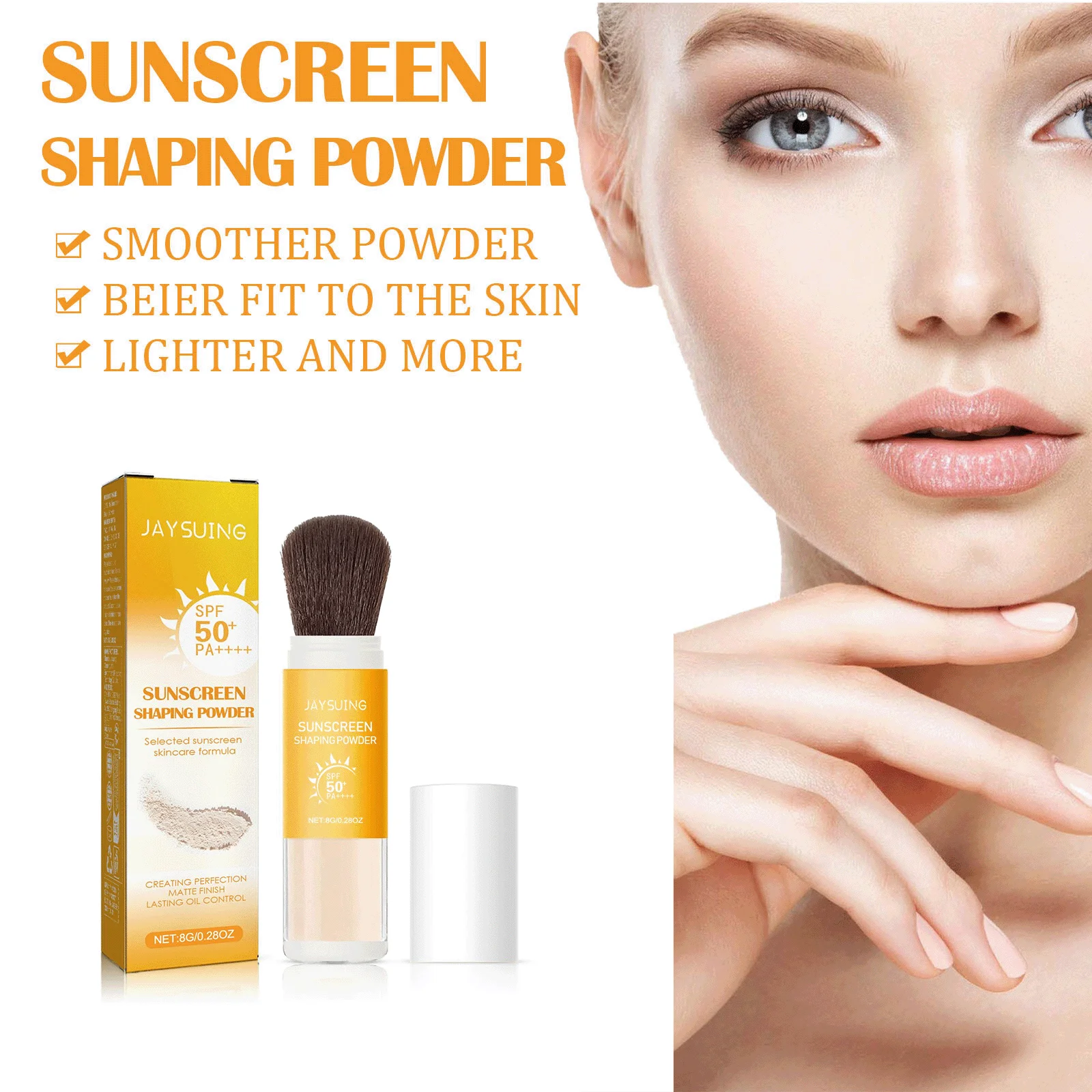 Jaysuing Sunscreen Loose Powder Lasting Oil Control Matte Texture Smooth Skins Lightweight Outdoor Spf50 Makeup Setting Powder