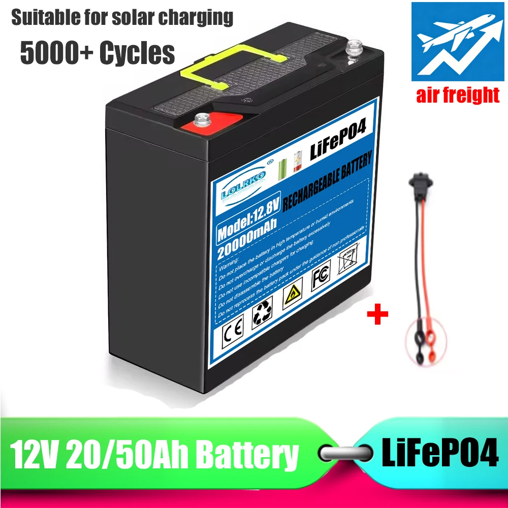 12V 50Ah LiFePO4 Battery With 30A BMS Deep Cycle For Power Wheels Fish Finder Lighting Supply Lithium Battery Power display