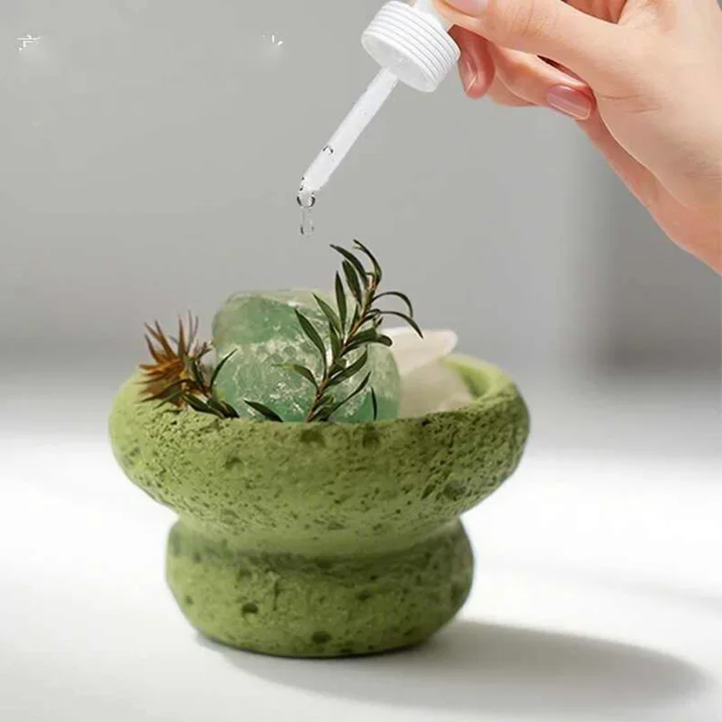 Creativity Cement Meteorite Candle Cup Mushroom shaped Fireless Crystal Container Long-Lasting Fragrance Candle Scent Decor