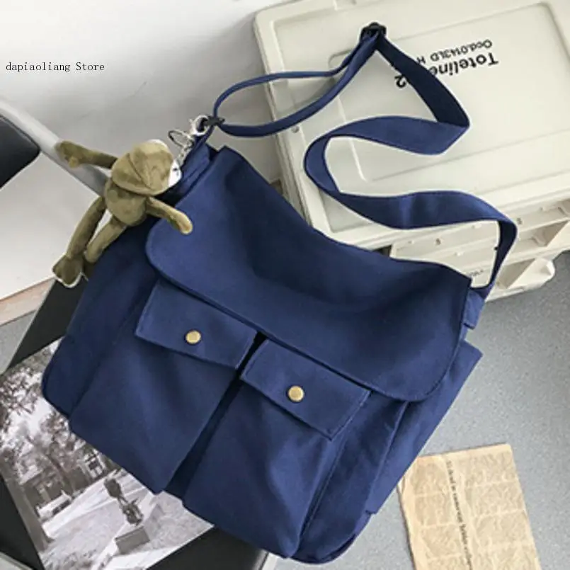 Thickened Canvas Shoulder Bag Student Postman Female Wear-resistant Canvas Bag Crossbody Bags Japanese-style Handbags For Women