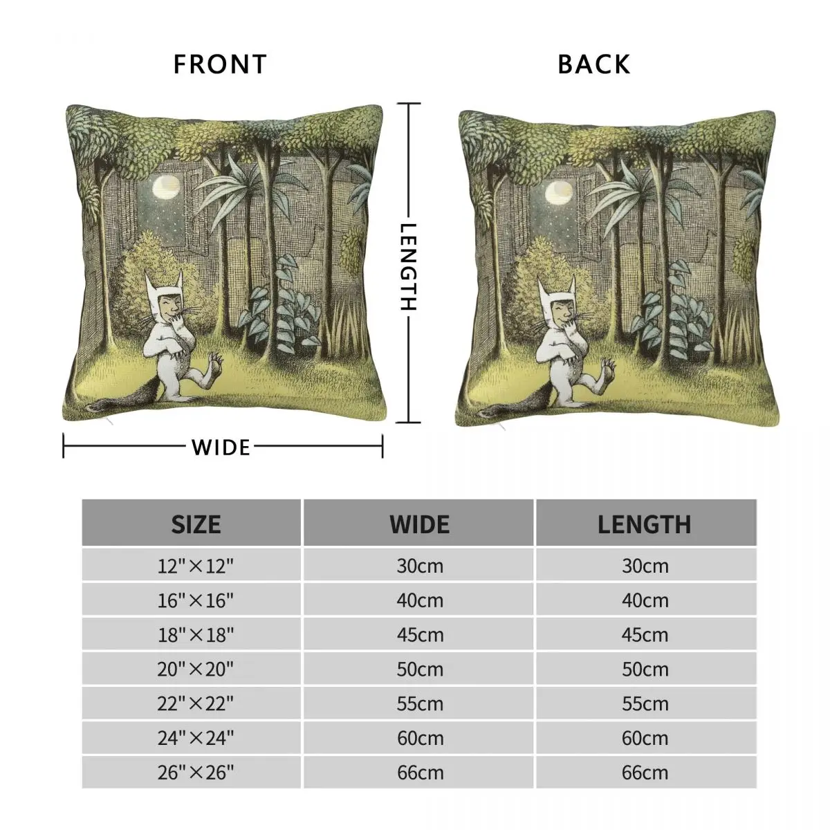 Where The Wild Things Are Maurice Sendak Square Pillowcase Polyester Linen Velvet Printed Zip Pillow Case Bed Cushion Case