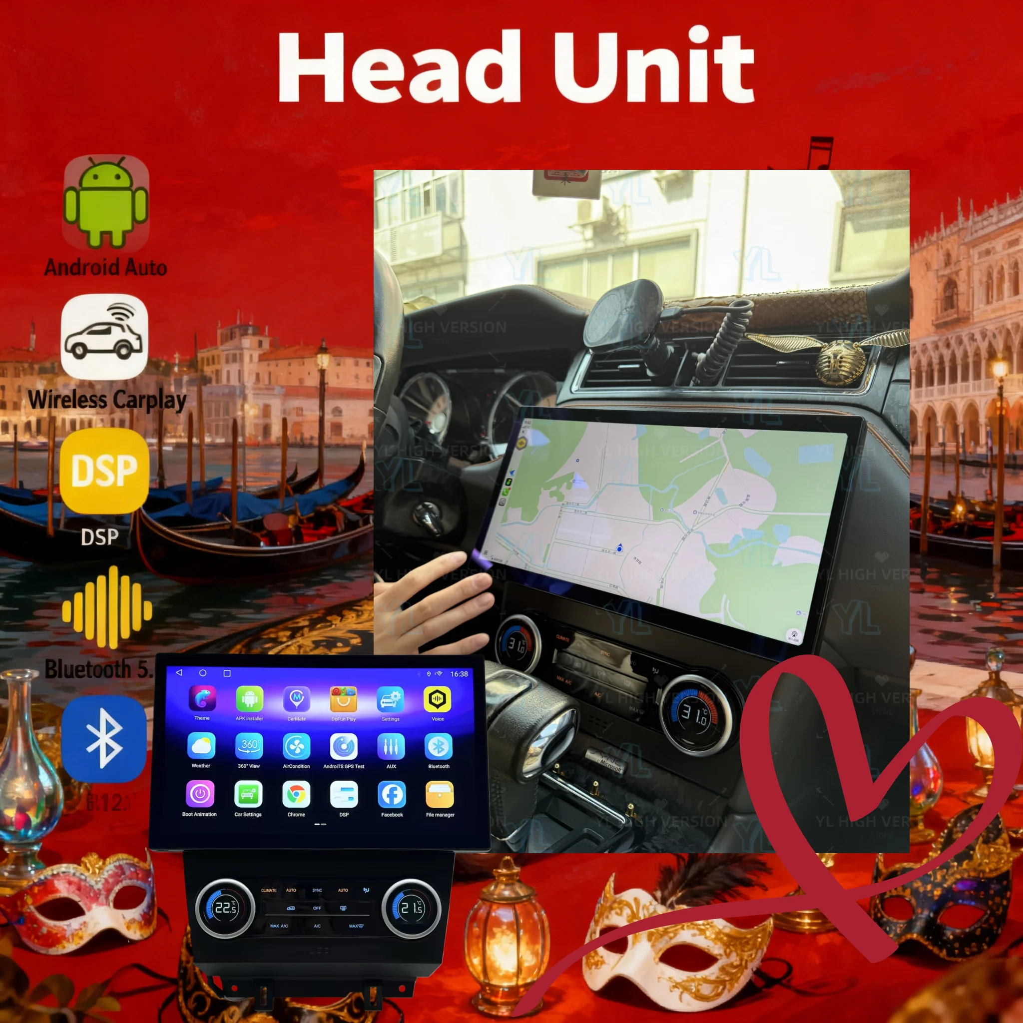 

13.1-дюймовый автомобильный радиоприемник с Android 13 и CarPlay для Ford Mustang GT 2009-2014, сенсорный экран, мультимедийный плеер, GPS-навигация, головное устройство для автомобиля, 4G