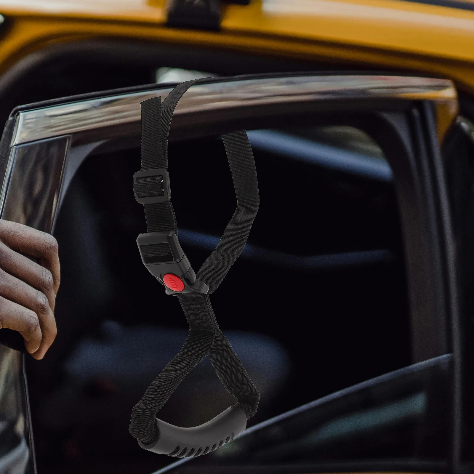 

Car Auxiliary Handle Red Black Detachable Car Standing Aid Elderly Pregnant Grab Rails Simple Style Long Period Use