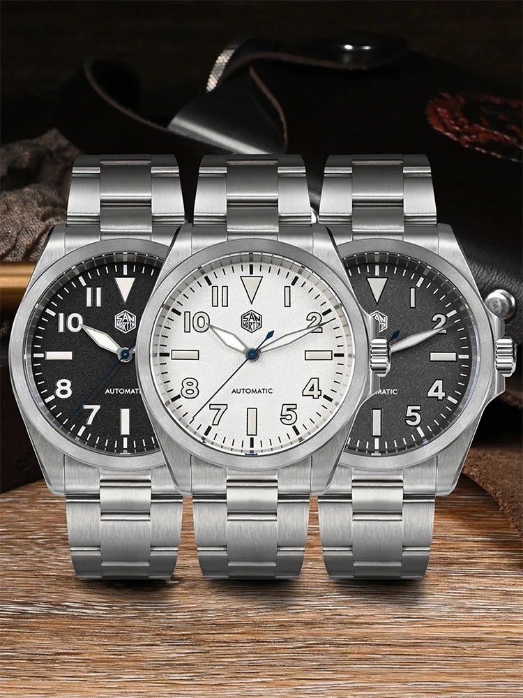 San Martin New 40mm NH35 Explore Series Retro Sports Style Fly Adjustable Clasp Automatic Mechanical Watch BGW-9 10Bar