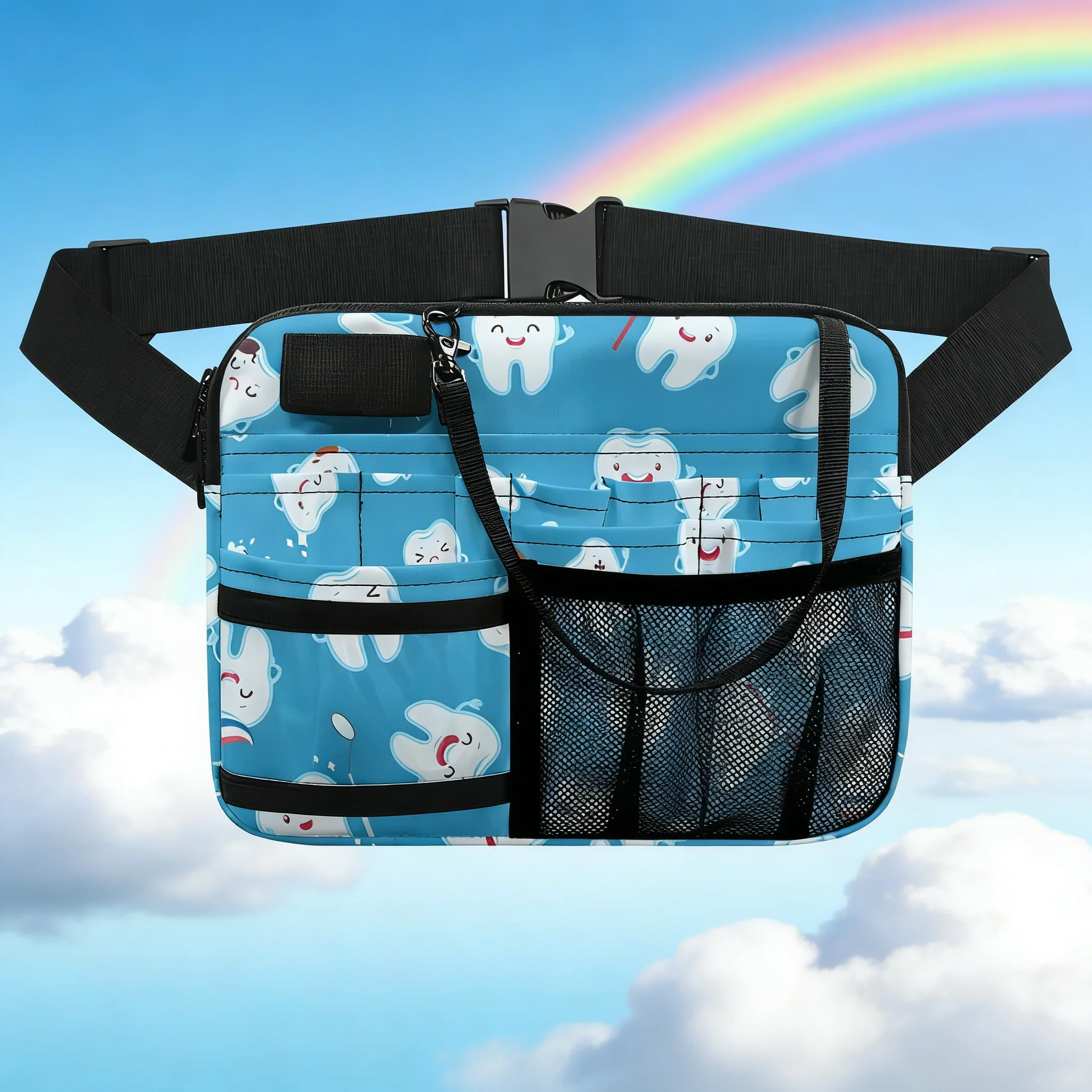 

Зеленая поясная сумка для медсестер с мультяшным принтом, стильный медицинский принт, практичный поясной органайзер для медработников