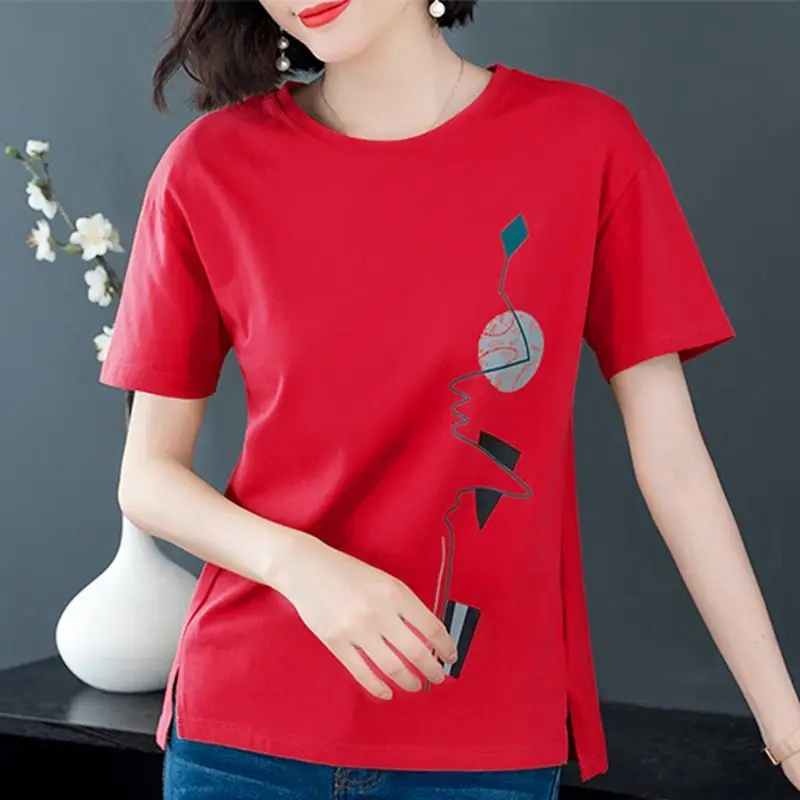 2020 New Cotton T Shirt Women Fashion O Neck Short Sleeve TShirt Top Summer Loose Korean Style t-shirt female Clothes Large Size