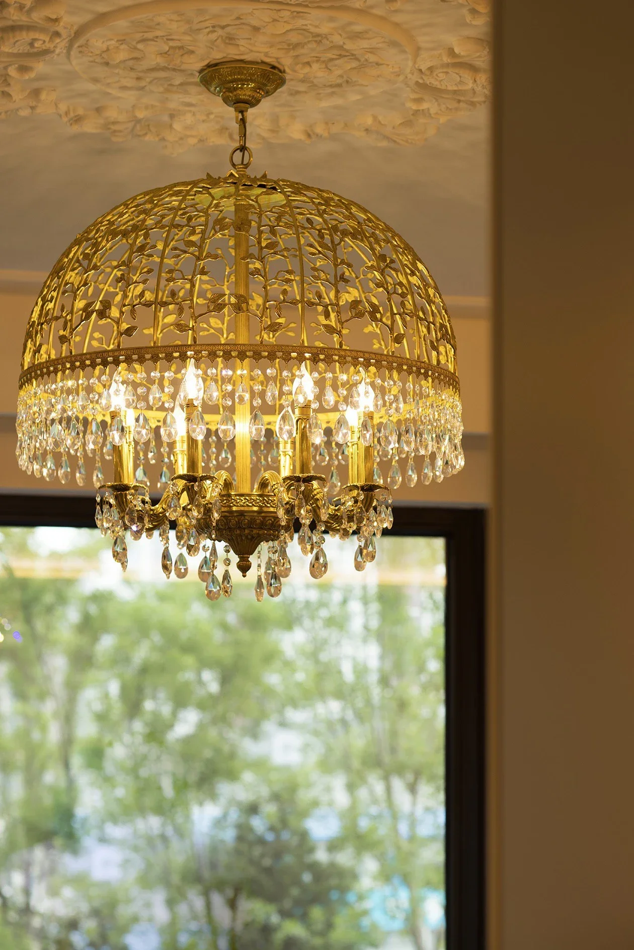 Crystal chandelier European all-copper villa luxury restaurant entrance corridor bedroom study home lighting