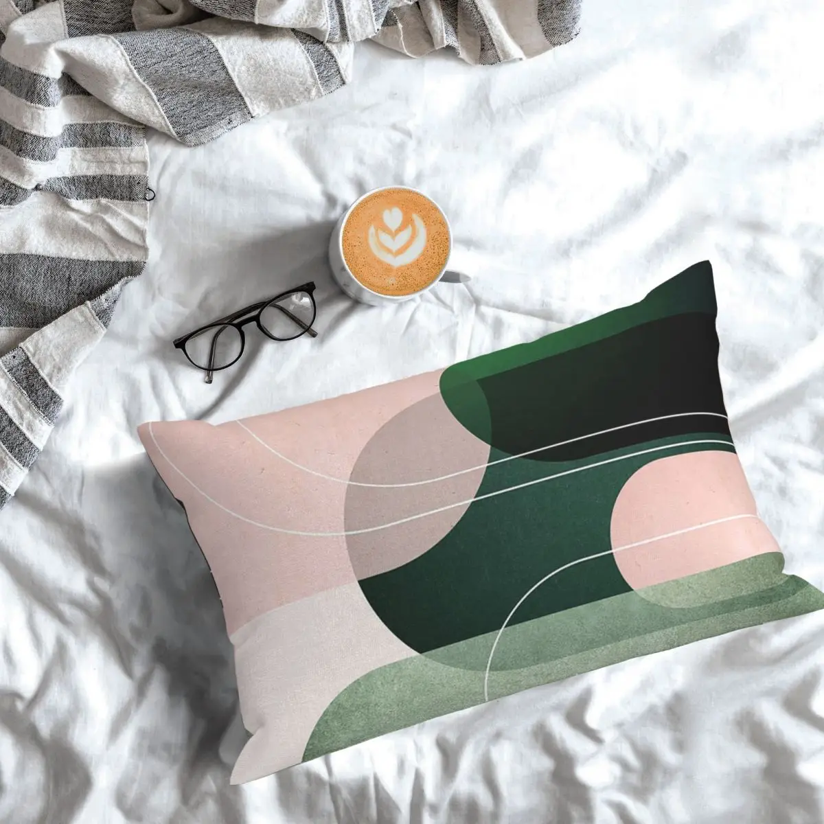 Mid Century Arches In Pink And Green 2 Rectangle Pillowcase Cushion Cover Decor Bedroom Bed Home Comfort Throw Pillow