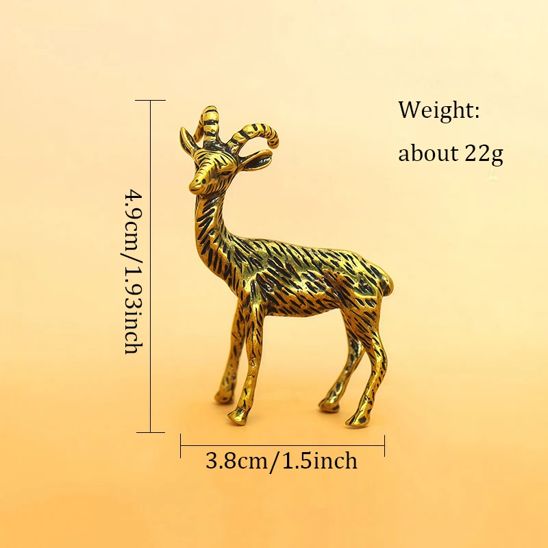 Solid Brass Goat Small Ornament Antique Copper Zodiac Animal Sheep Miniature Figurines Home Decoration Accessories Desktop Decor