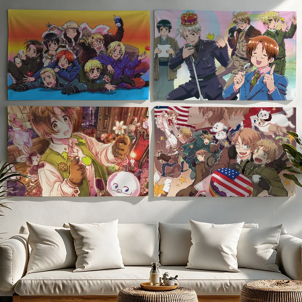 Cartoon Hetalia World Star flag Tapestries Outdoor Parties Bedrooms Living Rooms Dorm Rooms Wall Decor Banners Gifts