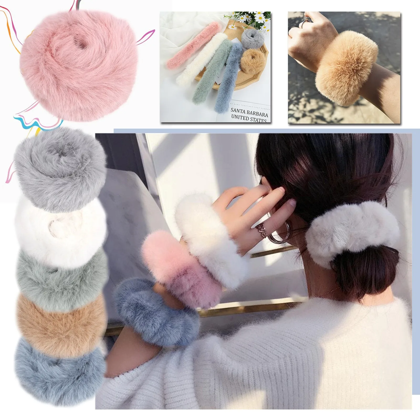 

Hair Clip Small Furry Hair Plush Furry Bracelet Winter Girls Winter Hair Accessories Ornaments Bracelet Ligas El Cabello NiñAs
