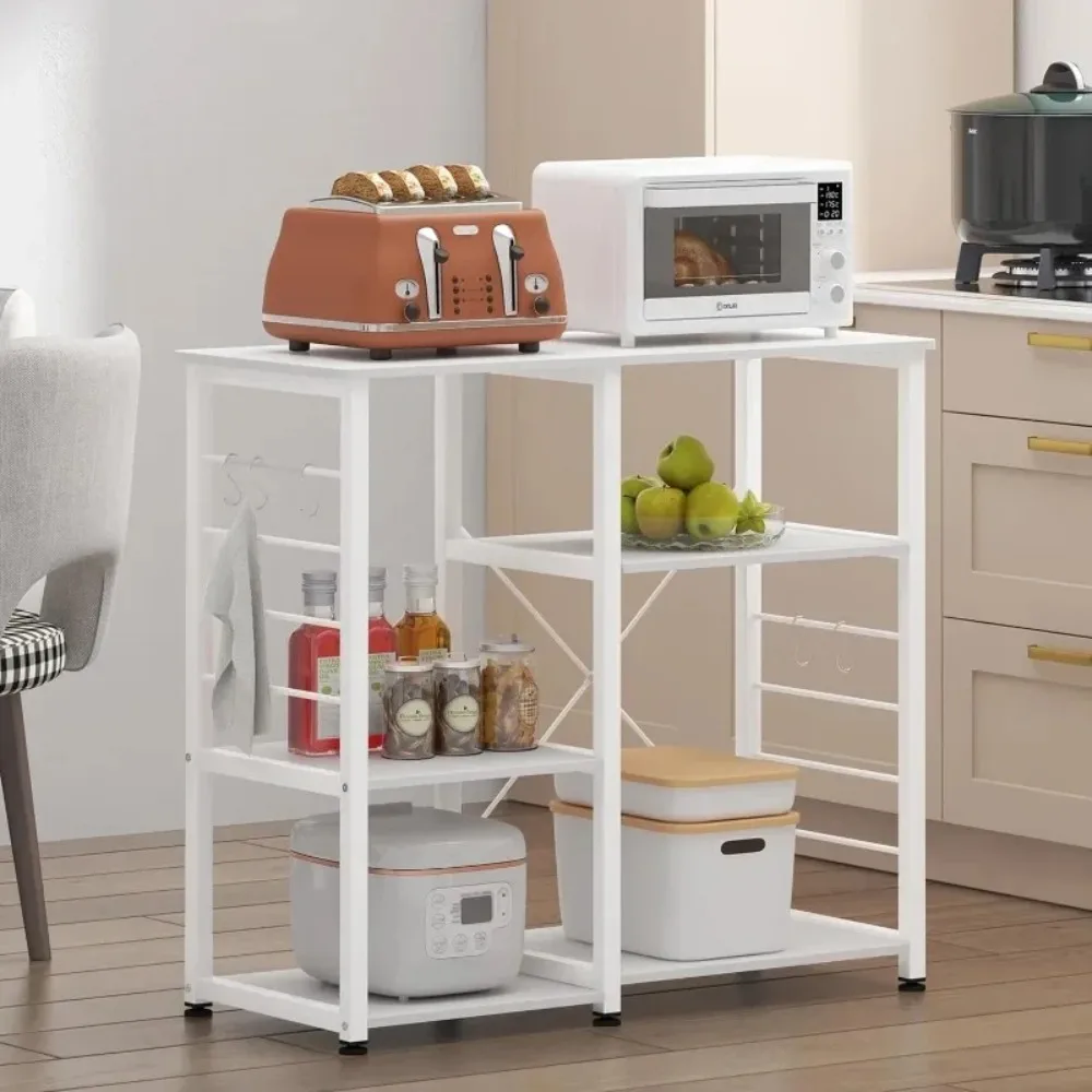 Microwave Cart Stand 35.4 inches, Kitchen Baker's Rack Utility Storage Shelf Microwave Stand 3-Tier x 3-Tier for Spice Rack Orga