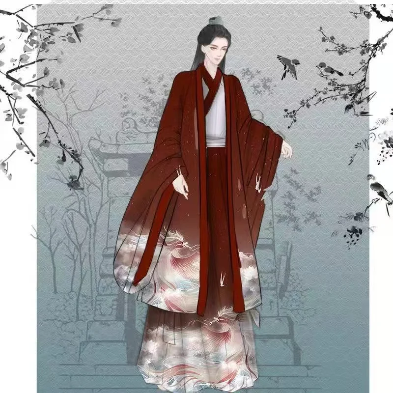 Drago cinese Phoenix Hanfu Dress uomo donna Weijin periodo stampa Costume nicchia moda coppie Cosplay carnevale vestiti regalo