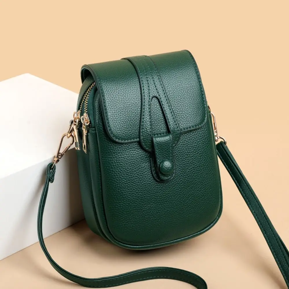 Große Kapazität Damen Crossbody-Handytasche Mehrschichtige Vertikale Frauen-Schulter-Handytasche INS Leder-Handytasche – Detail 6