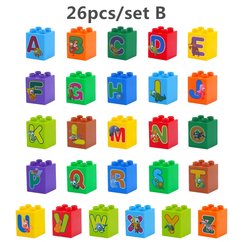 Larg Building Blocks My First Number Train Cake English Alphabet Mathematicl Calculation Large Particles Toddler Educatioal Toys