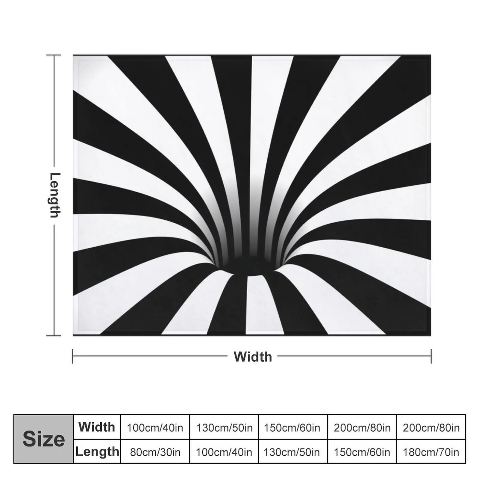 Optical Illusion Black Hole Lines (Black/White) Throw Blanket cosplay anime Furrys Blankets