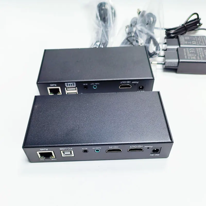 موسع 4K m KVM عبر Cat5e Cat6 Rj45 محول فيديو كابل إيثرنت متوافق مع HDMI المتلقي دعم لوحة المفاتيح والماوس