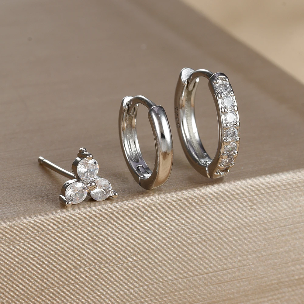 3 قطعة 14K مطلية بالذهب الفولاذ المقاوم للصدأ الذهب اللون دائرة أقراط هيبوالرجينيك داينتي هوب طقم من الحلقان للنساء مجوهرات العصرية #4