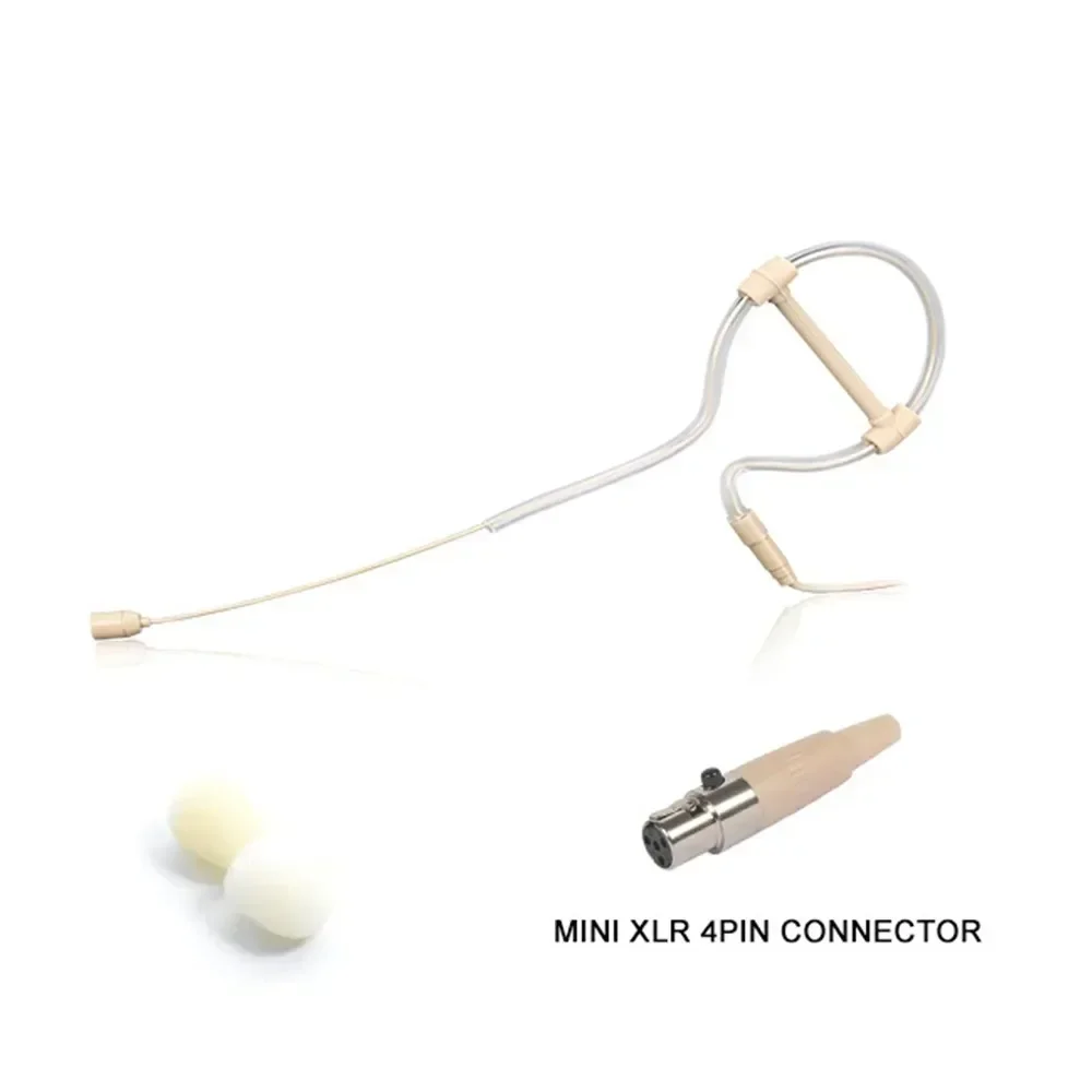 Beige Single Earhook Headset Microphone 4 Pin XLR For Shure Wireless Headworn Microphone Stage Lecturers House Of Worship Mic